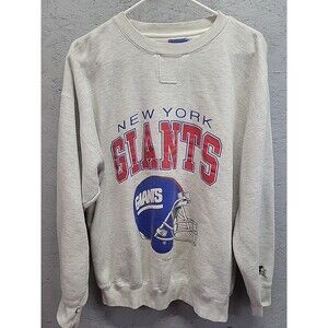 VINTAGE STARTER NEW YORK GIANTS 1993 SCRIPT CREWNECK SWEATER BLUE MENS XL